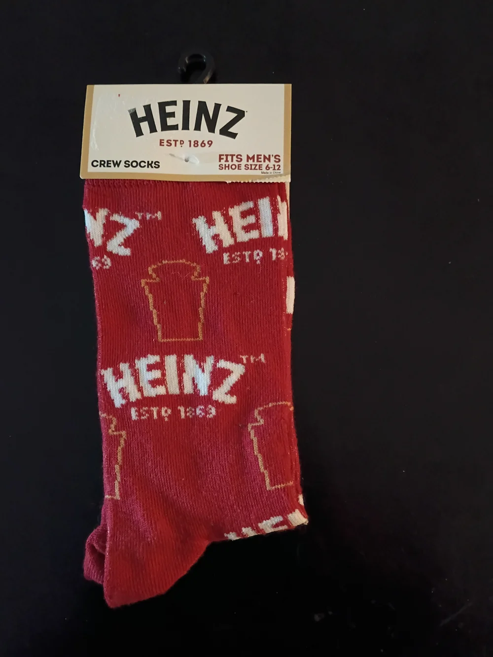 Heinz Ketchup Men’s Crew Socks Red Novelty Food Graphic Socks Size 6-12